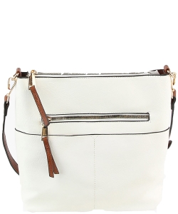 Fashion Zip Pocket Crossbody Bag LQF038 WHITE